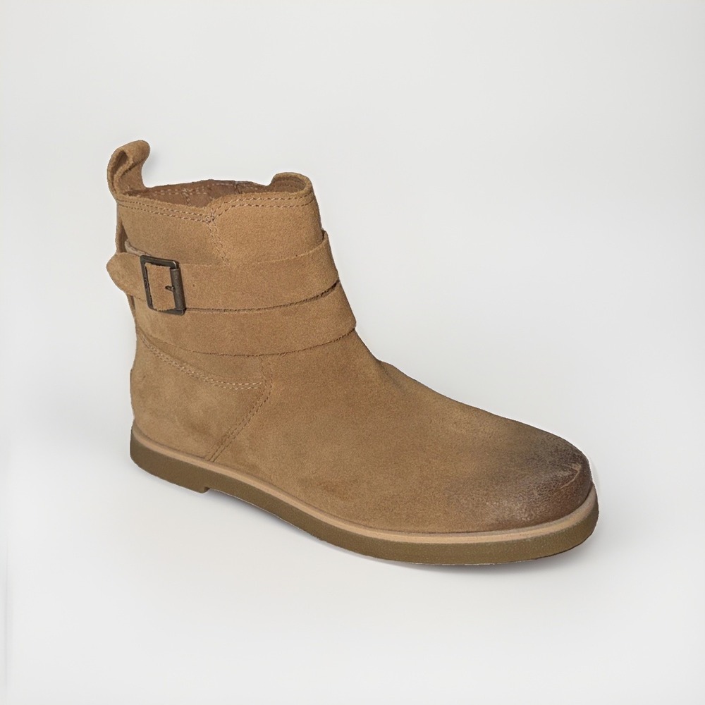 UGG Josefene Ankle Boots Distressed Suede Strap Booties Chestnut Size 6.5 EUC